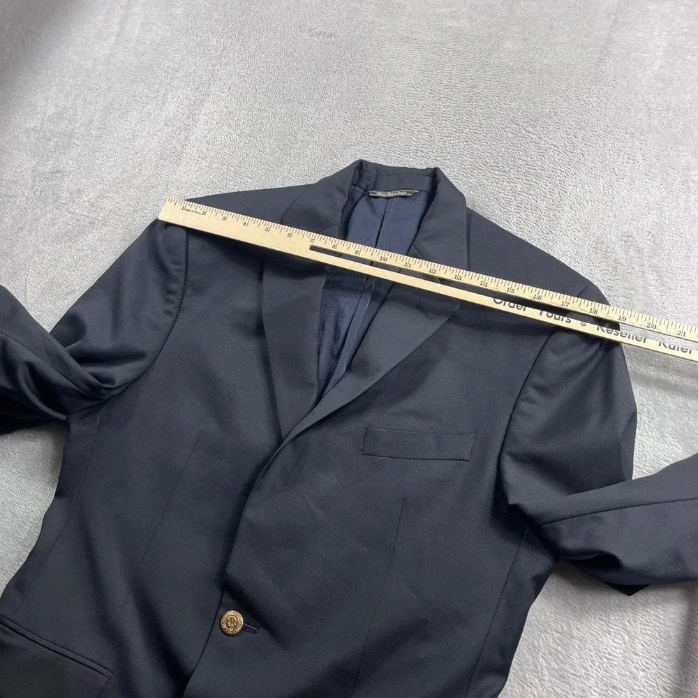 Vineyard Vines Mens 38R Navy Blue Wool Blazer Gold Crest Button Sport Coat Luxor
